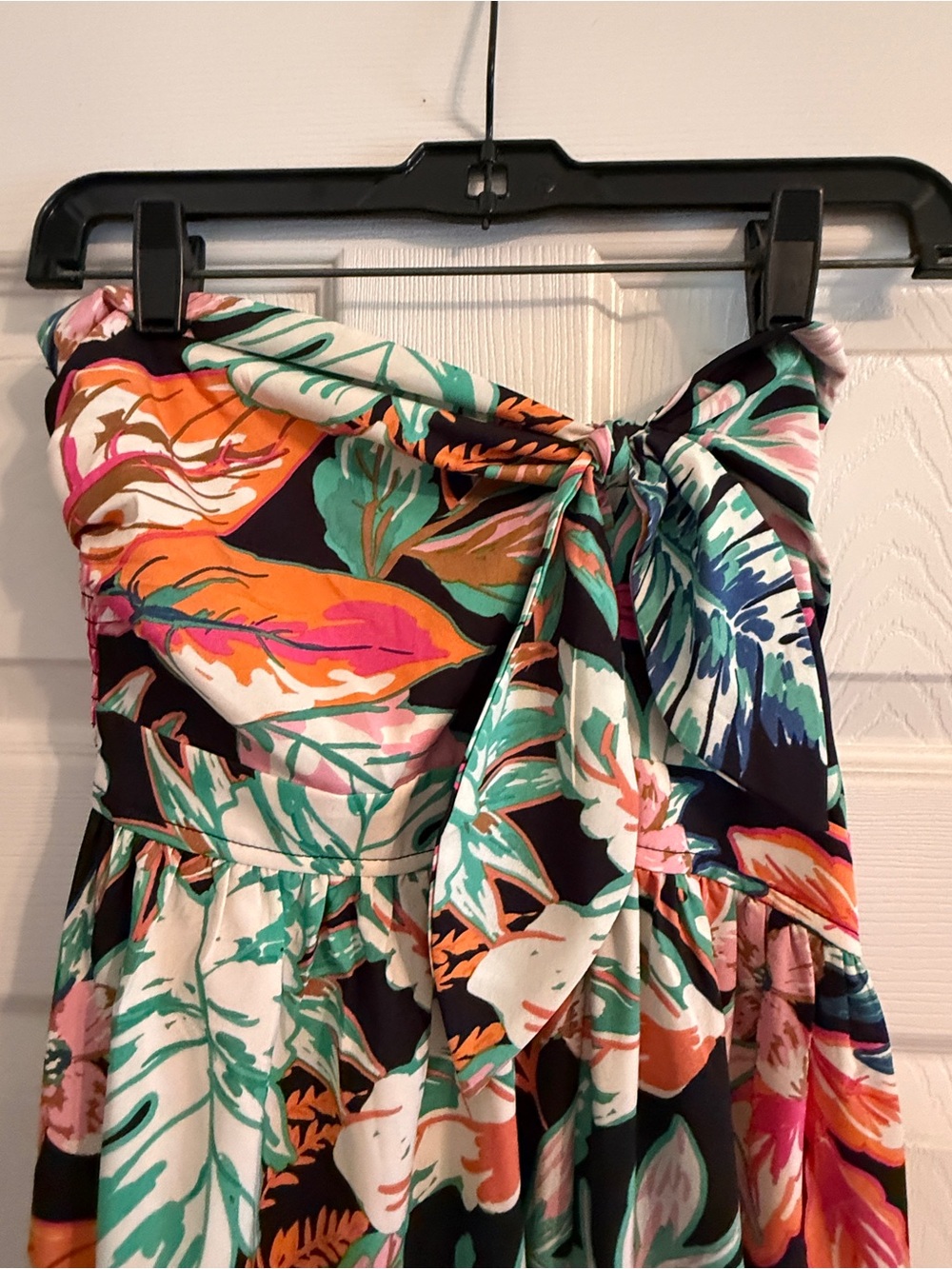 Tropical Strapless Jumpsuit - Black with Multicolor Floral Print - Picture 5 of 6